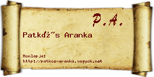 Patkós Aranka névjegykártya